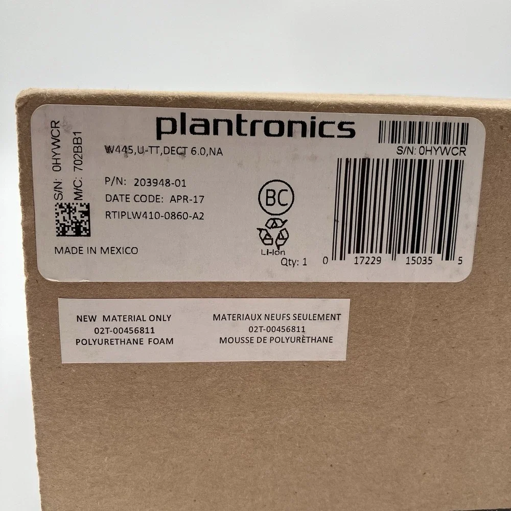 NIB Plantronics Savi W445 Wireless Convertible DECT USB Headset Office System